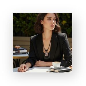 new SOTM 𓃰 Elephant Rose Quartz Pendant Necklace 𓃰 Black Onyx 𓃰 16.5” Long